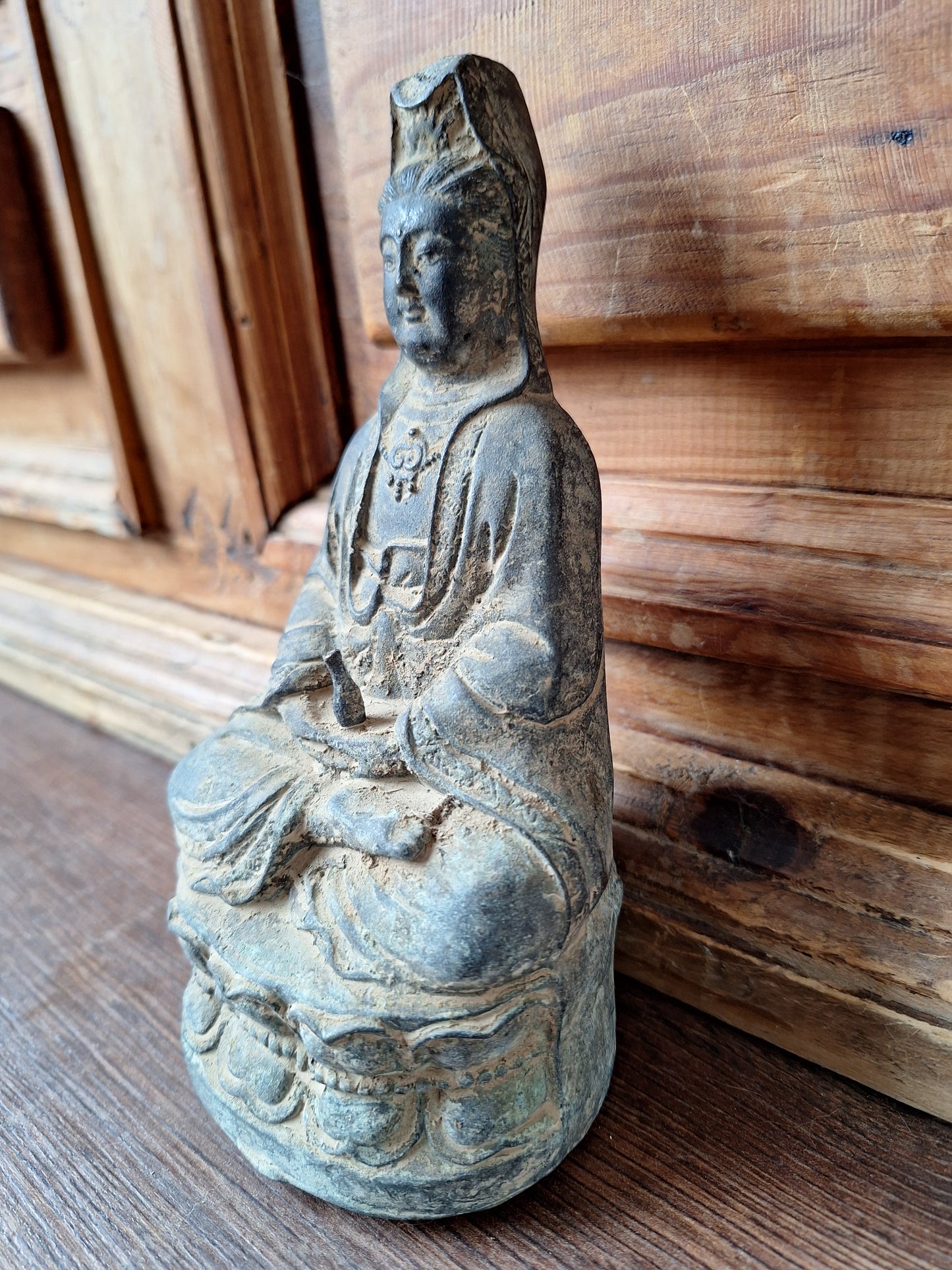 Old bronze Guanyin statue