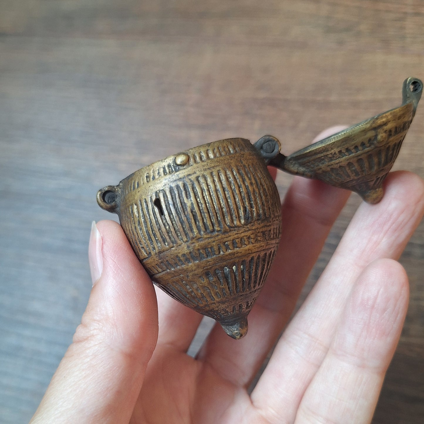 Old bronze Indian betel nut box