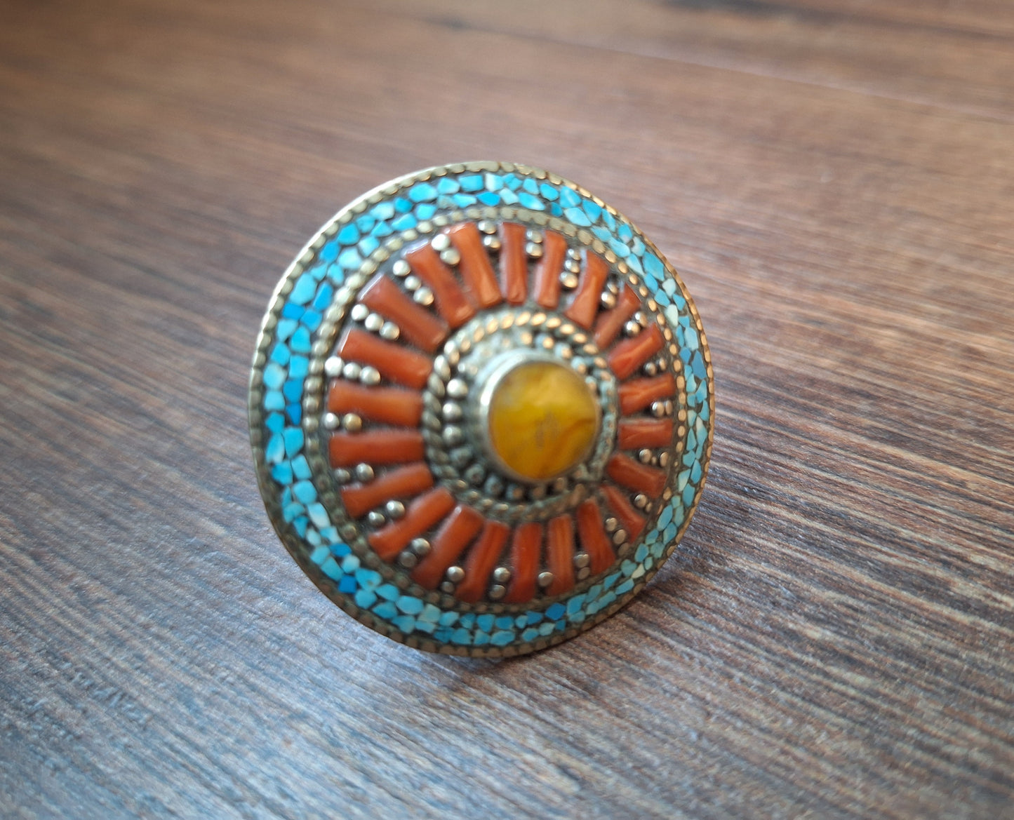 Tibetan silver and gemstone ring
