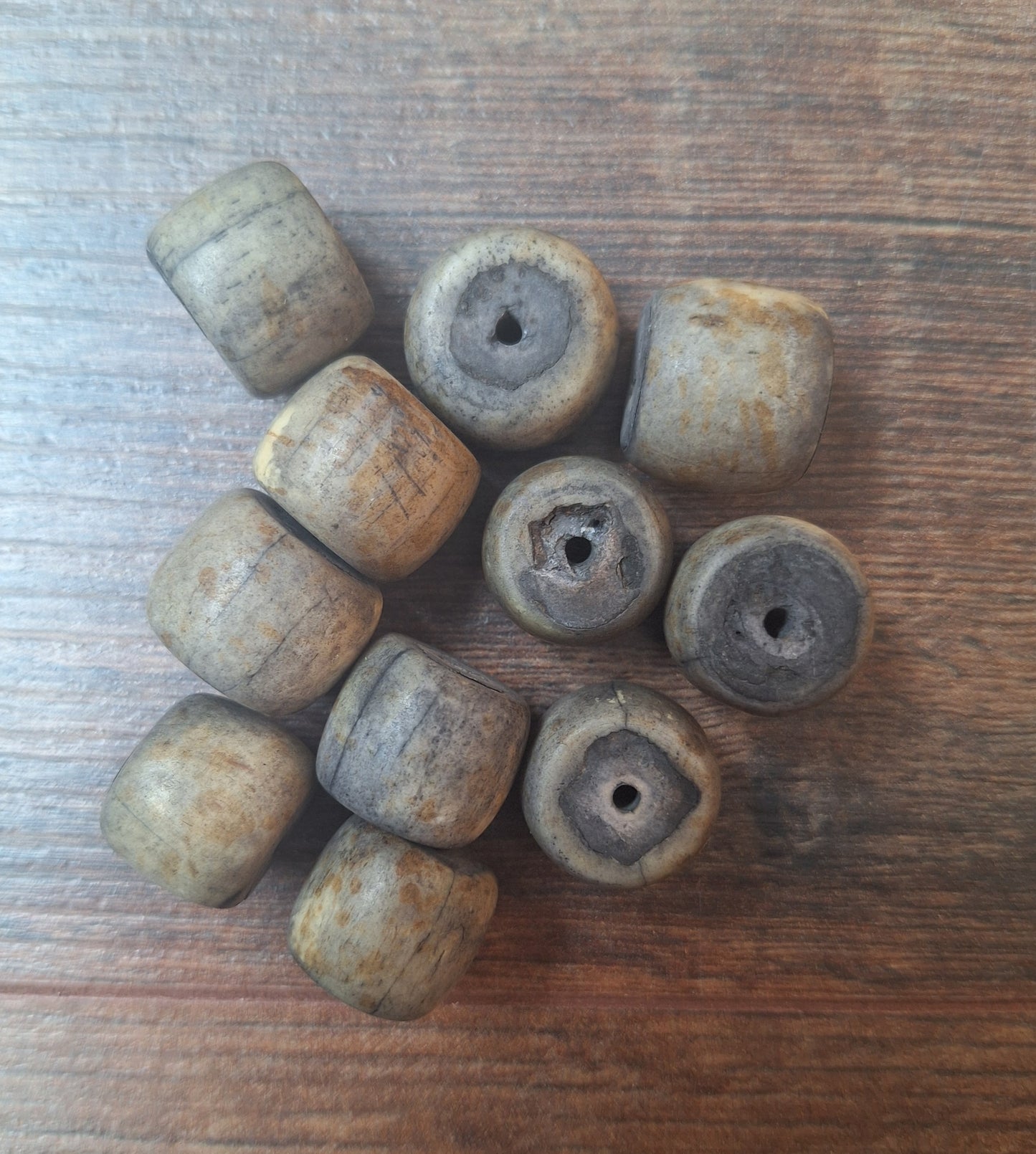 Old Nepalese bone beads, set of 11