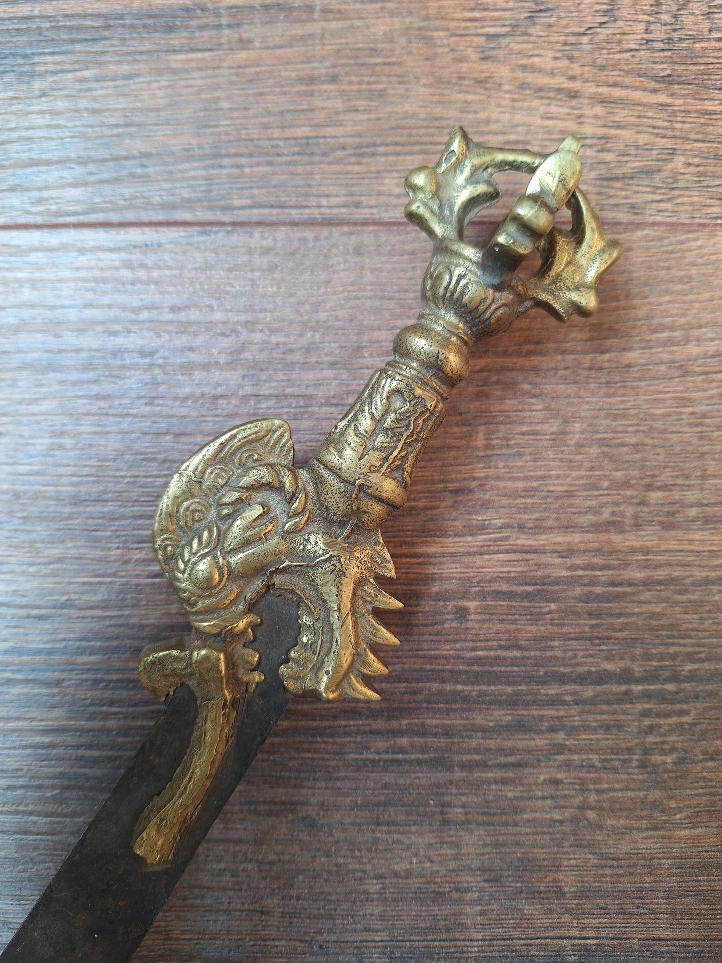 Vintage Tibetan iron and brass khadga #1
