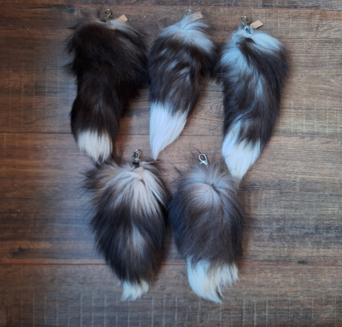 Silverfox tail tip keychains