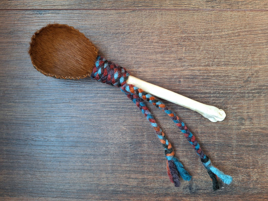 Horse hide and roe deer leg bone rattle