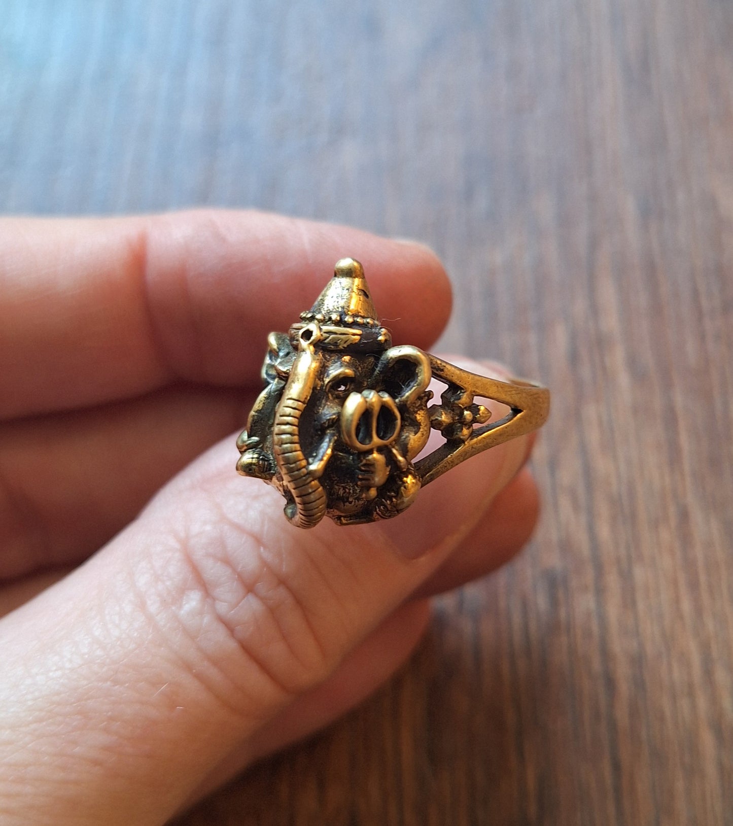 Brass ring Ganesha