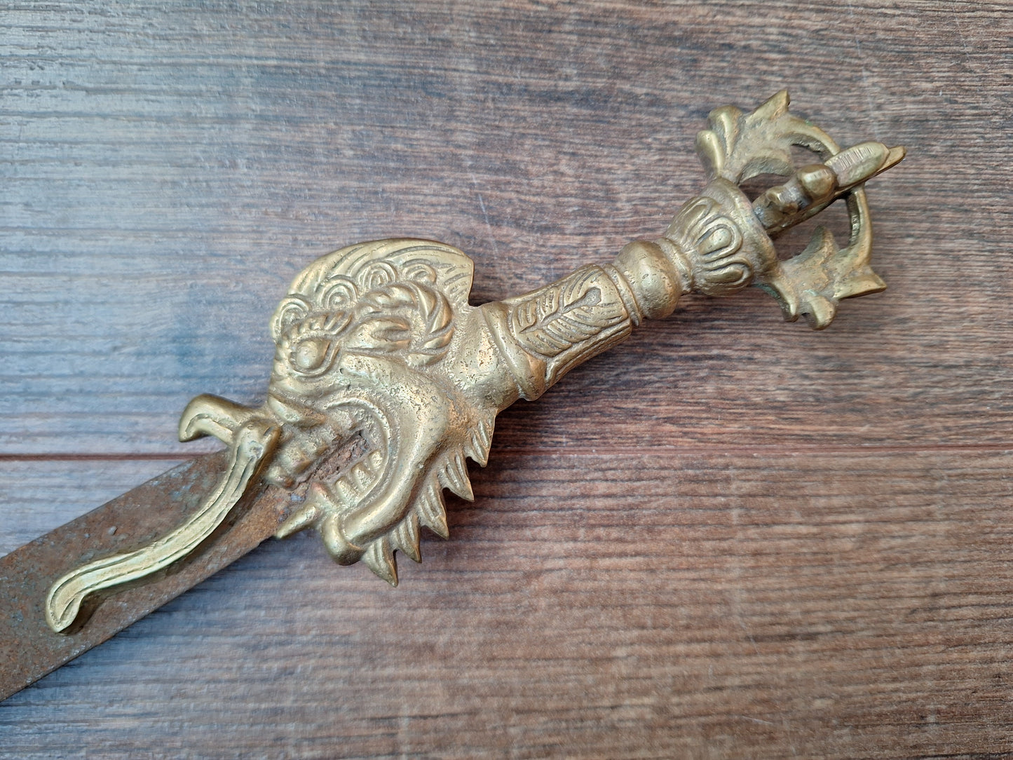 Vintage Tibetan iron and brass khadga #2