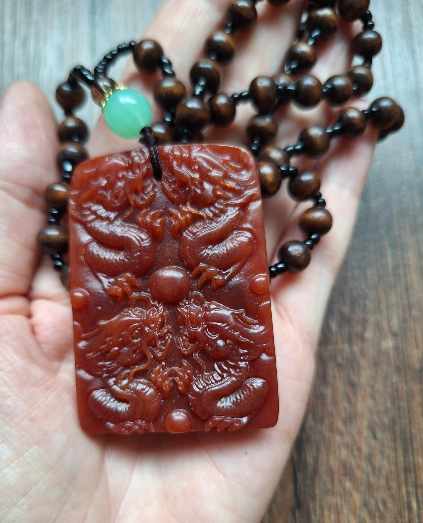 Necklace with resin dragon pendant