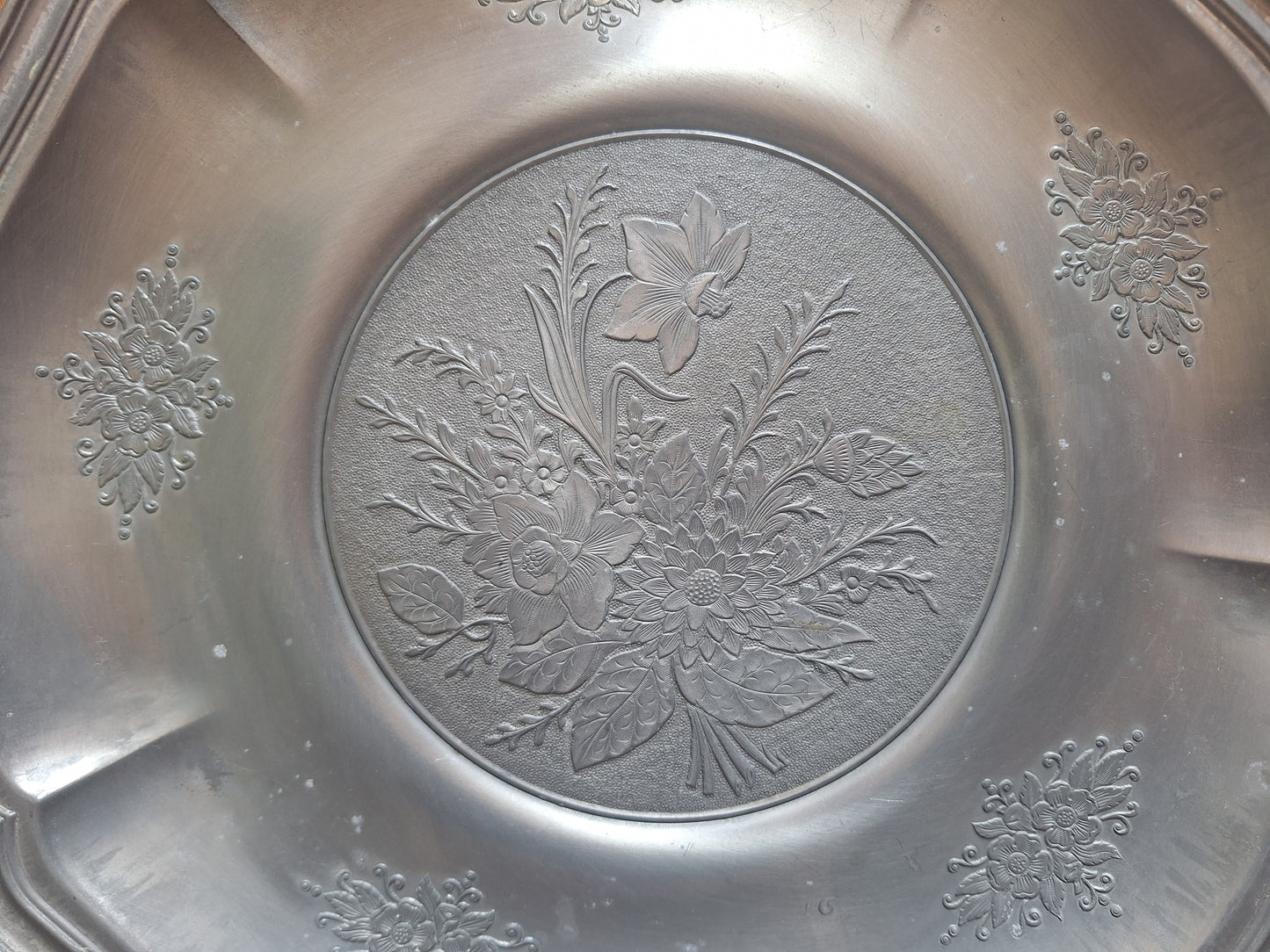 Vintage pewter offering plate or altar base