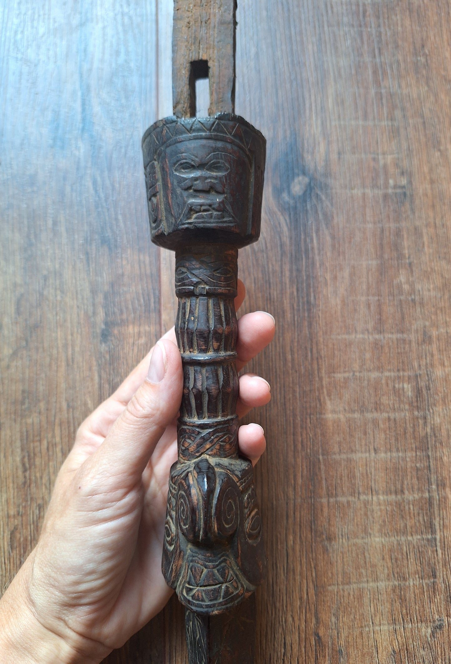 Vintage Nepalese dhyangro drum handle #2