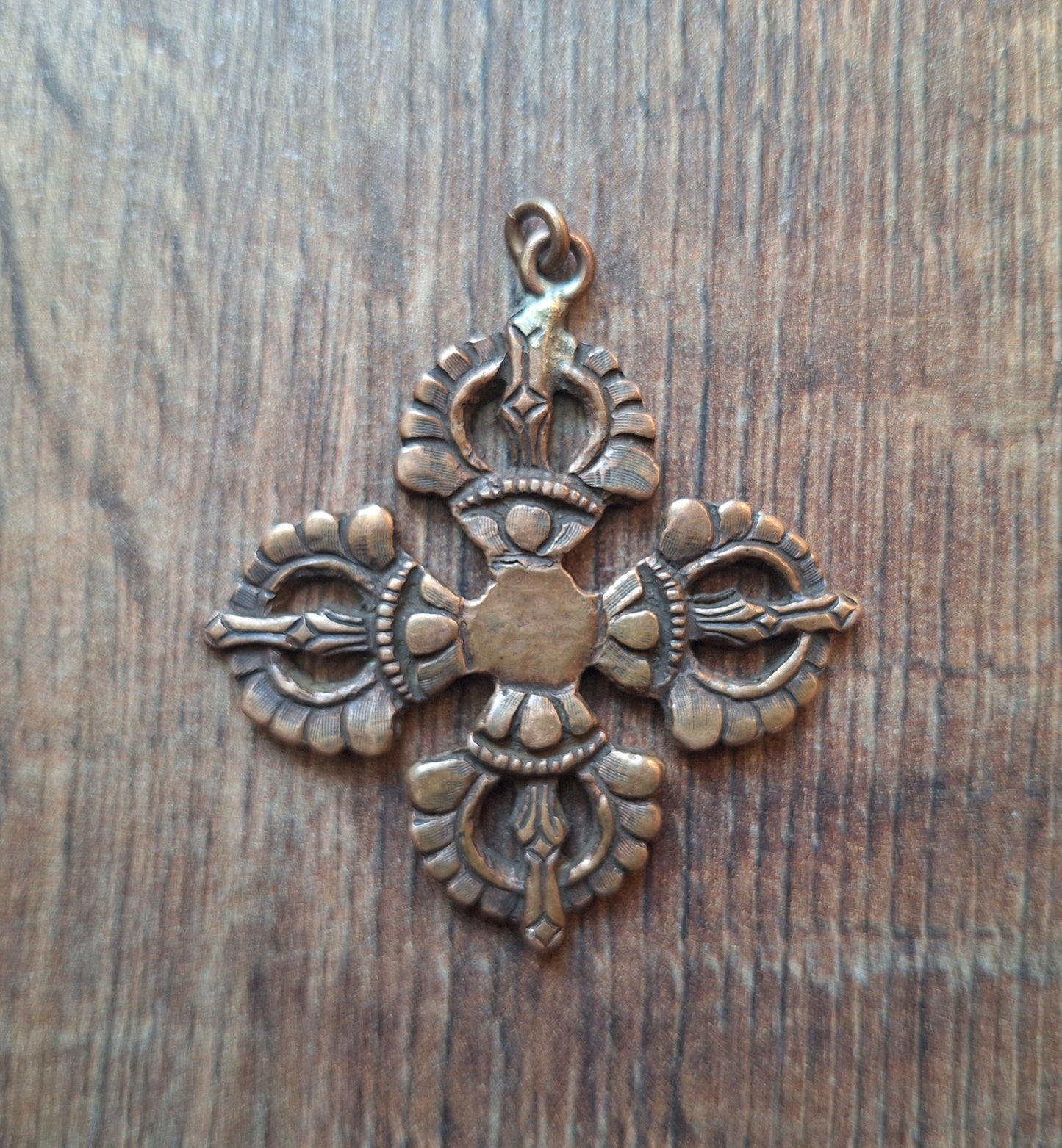 Red copper pendant Double Dorje