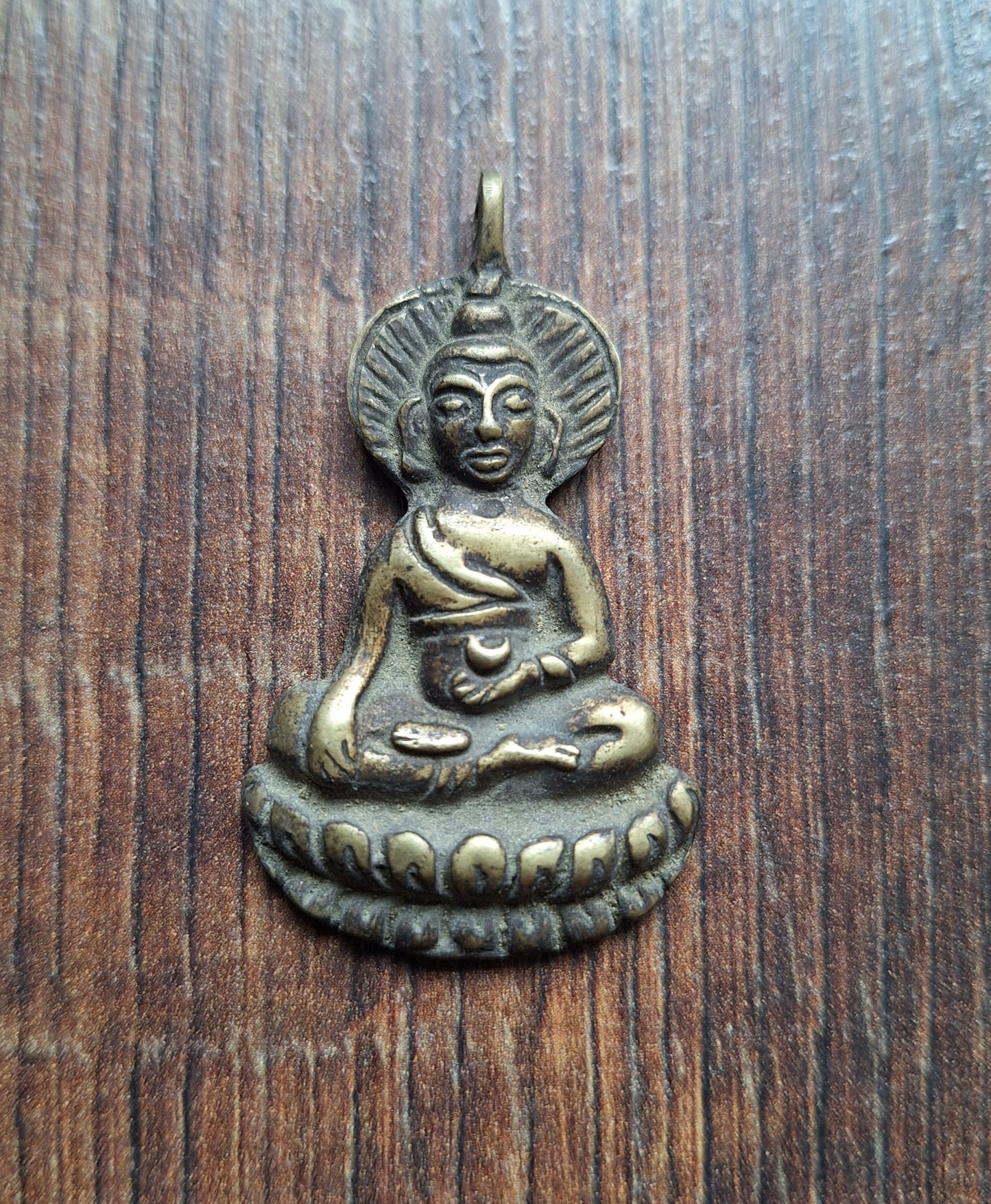 Vintage bronze pendant Shakyamuni Buddha