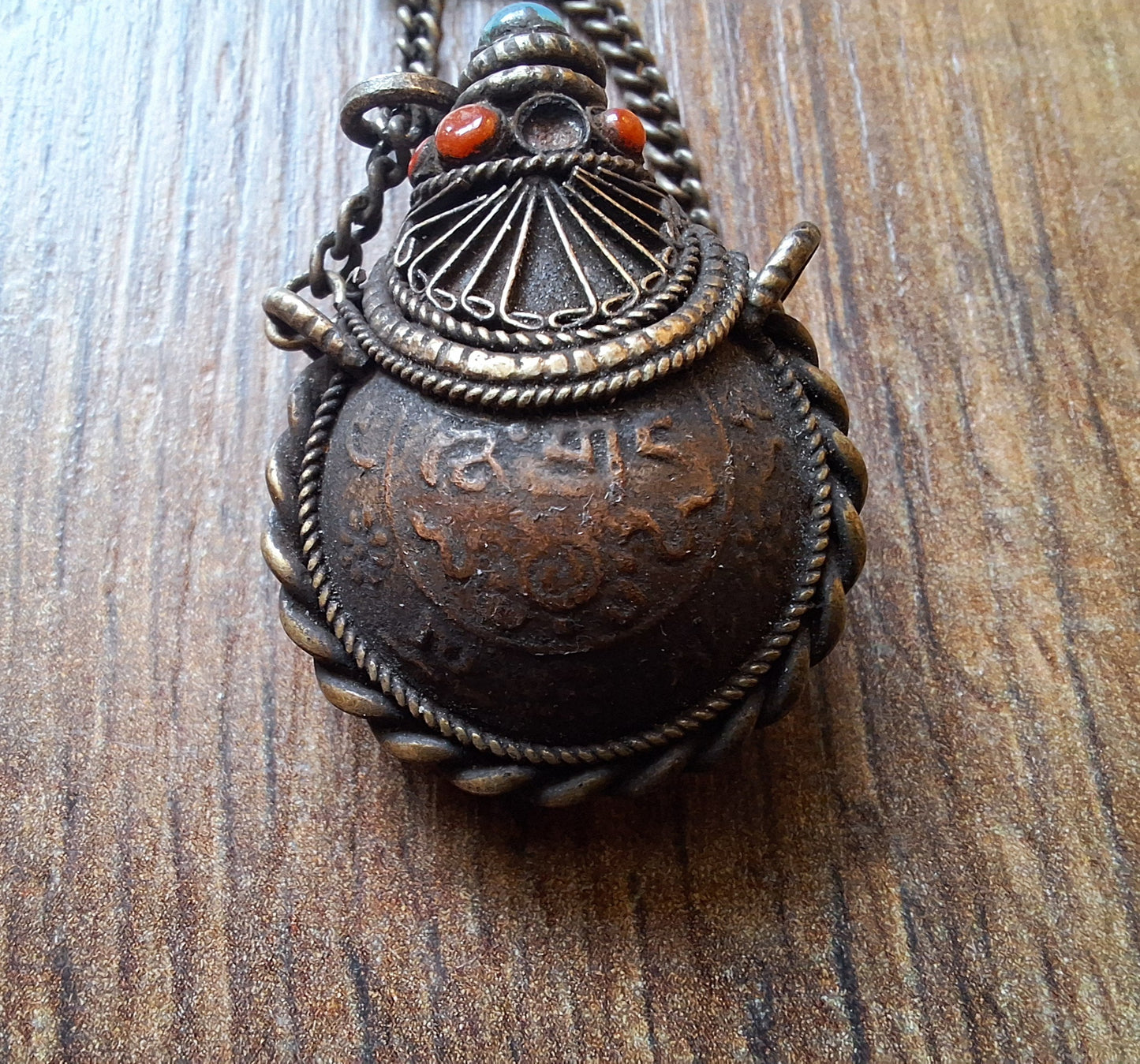 Vintage Tibetan silver and copper snuff bottle