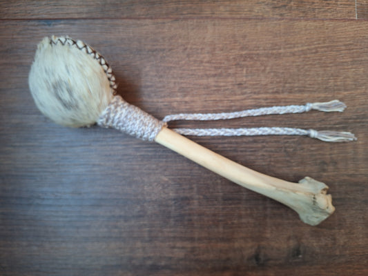 Horse hide and red deer leg bone rattle