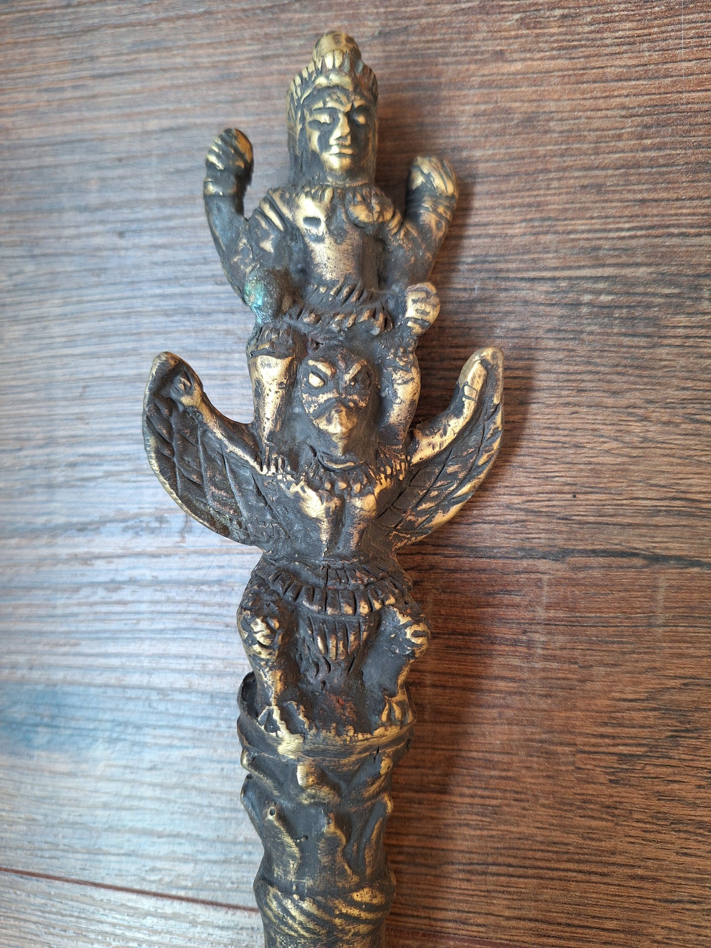 Vintage Thai buddhist ritual staff Vishnu on Garuda