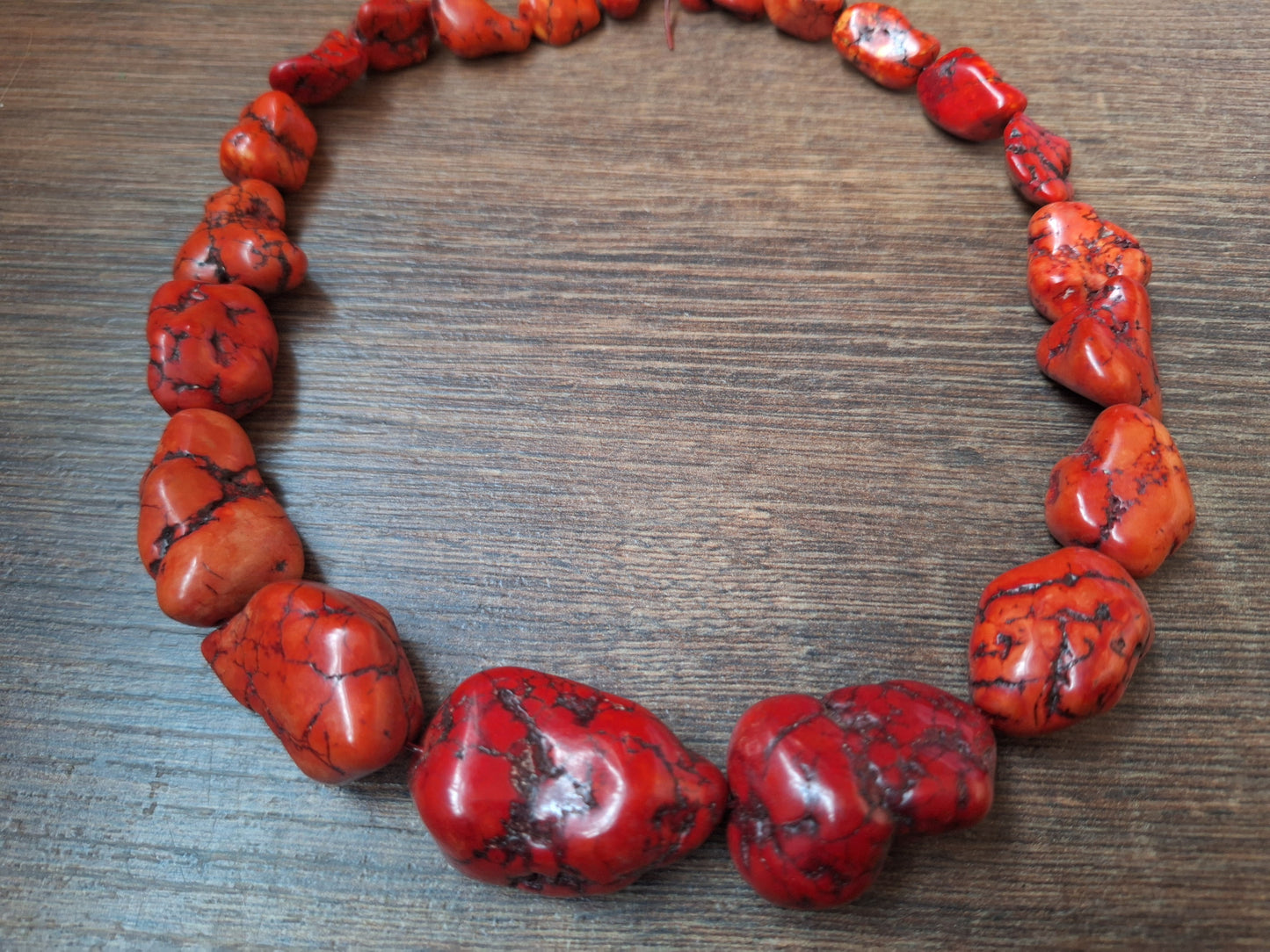 Red howlite bead strand