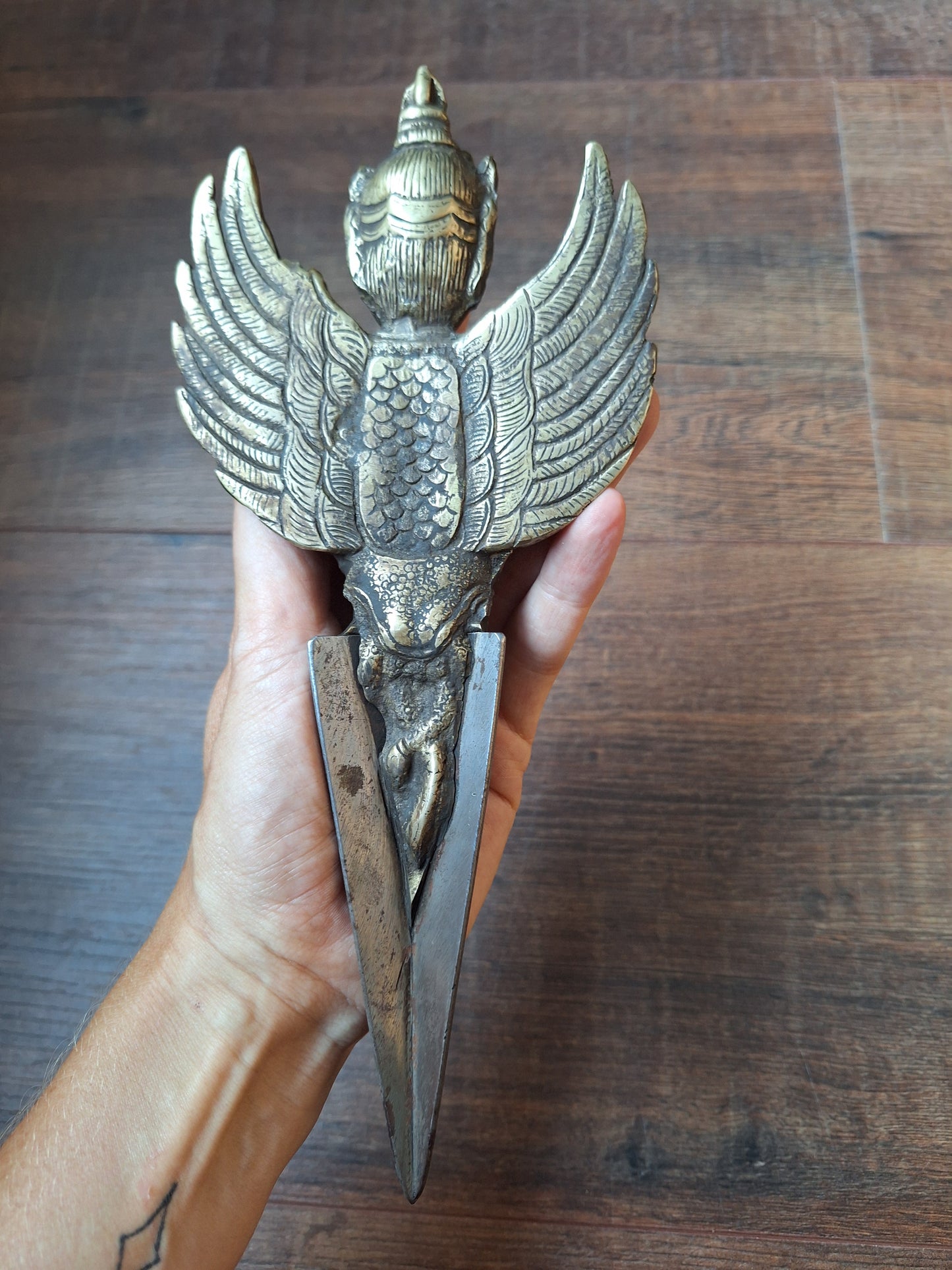 Vintage brass and iron Vajrakilaya phurba