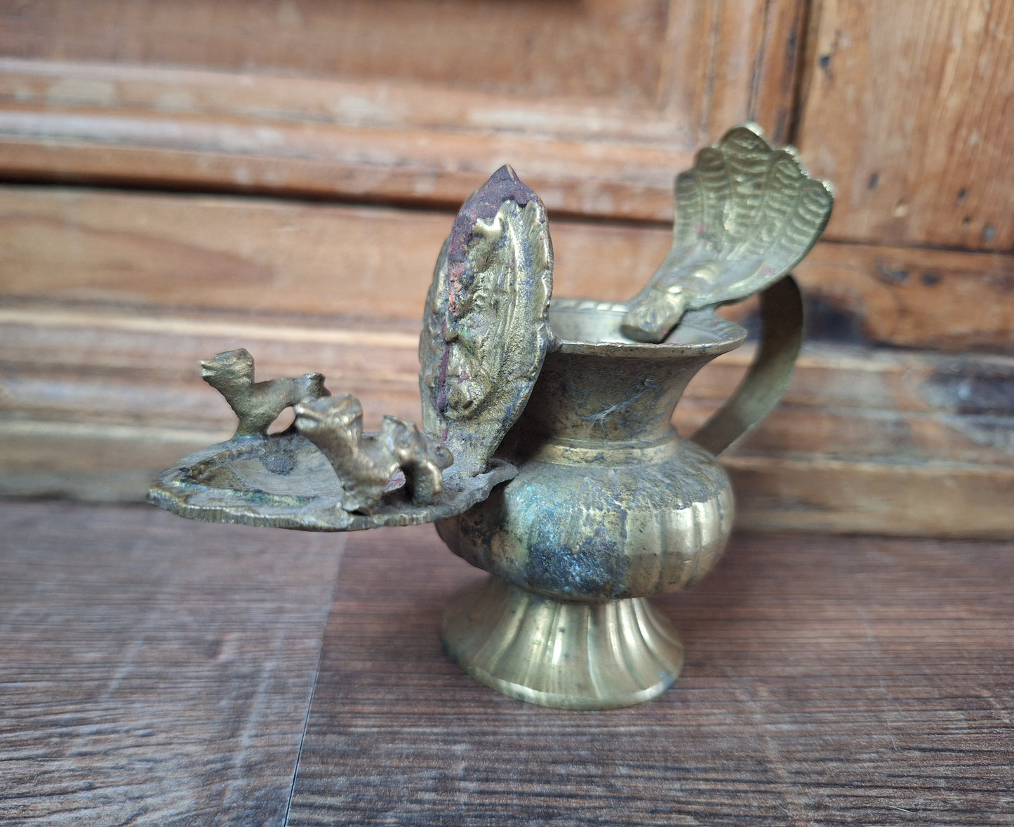Vintage brass Nepalese sukunda oil lamp