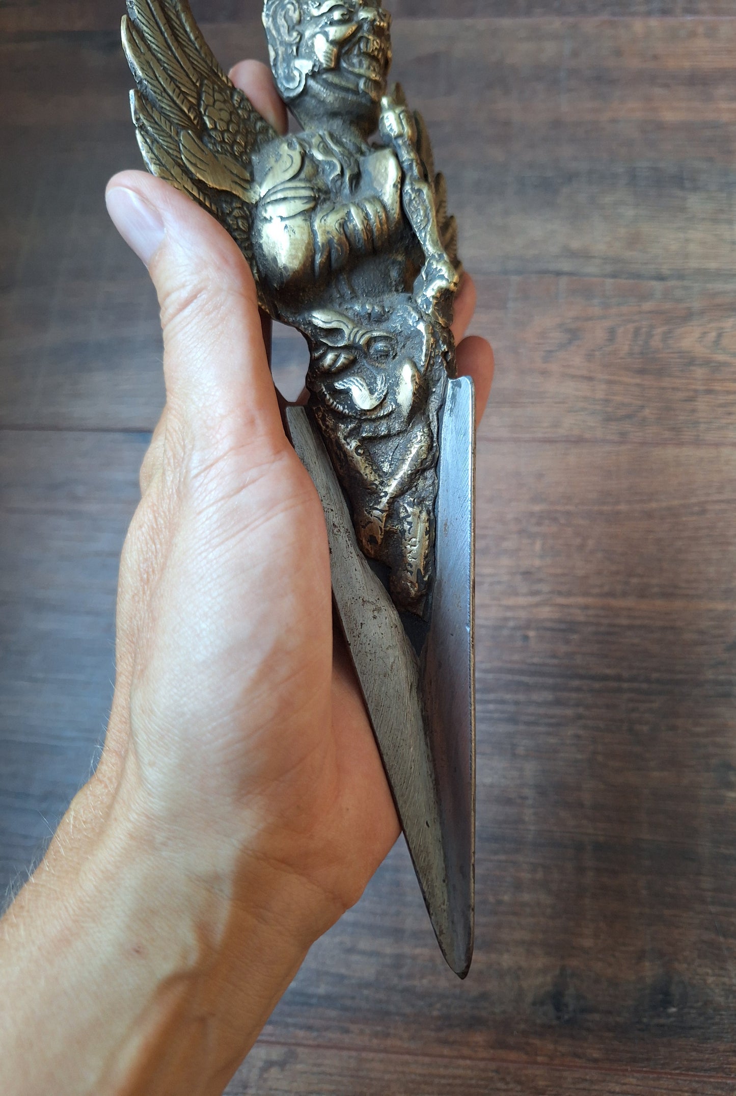 Vintage brass and iron Vajrakilaya phurba