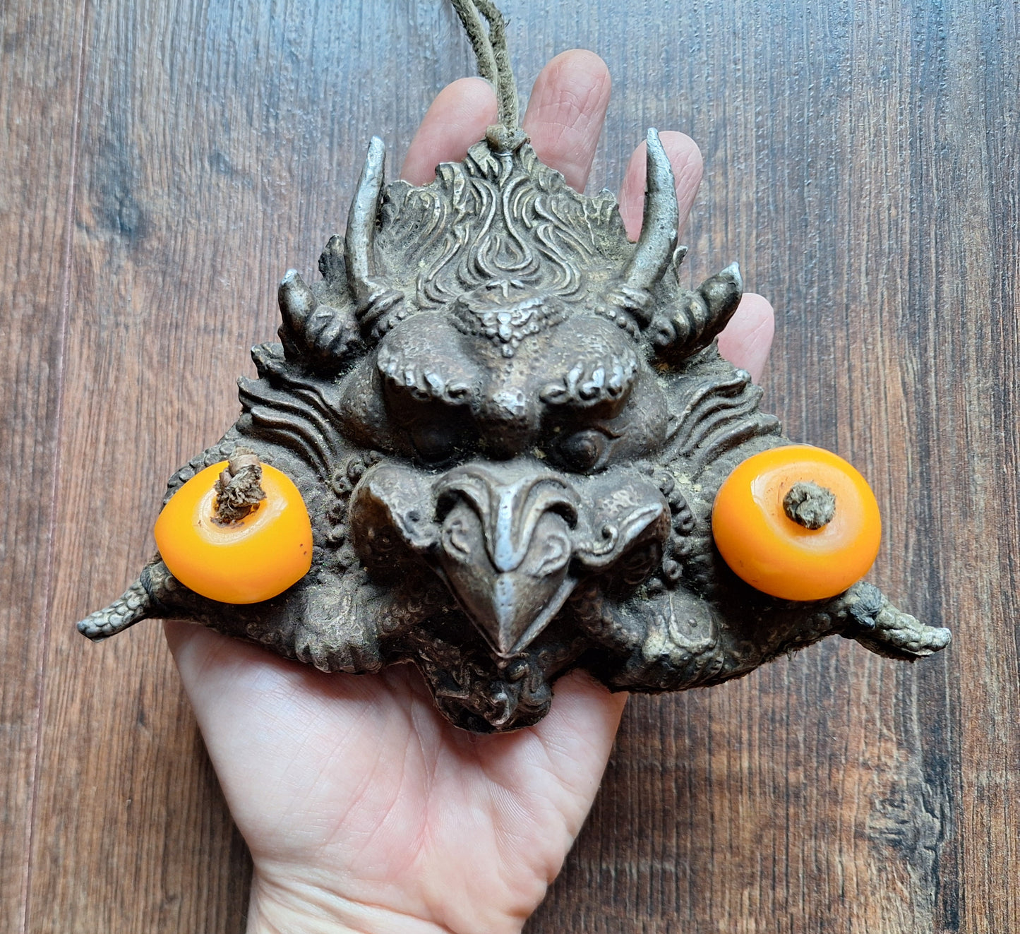 Vintage white metal wallhanger Garuda
