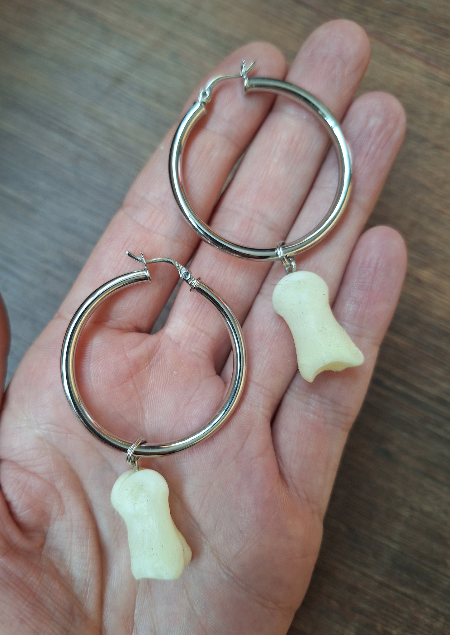 Roe deer foot bones amulet earrings