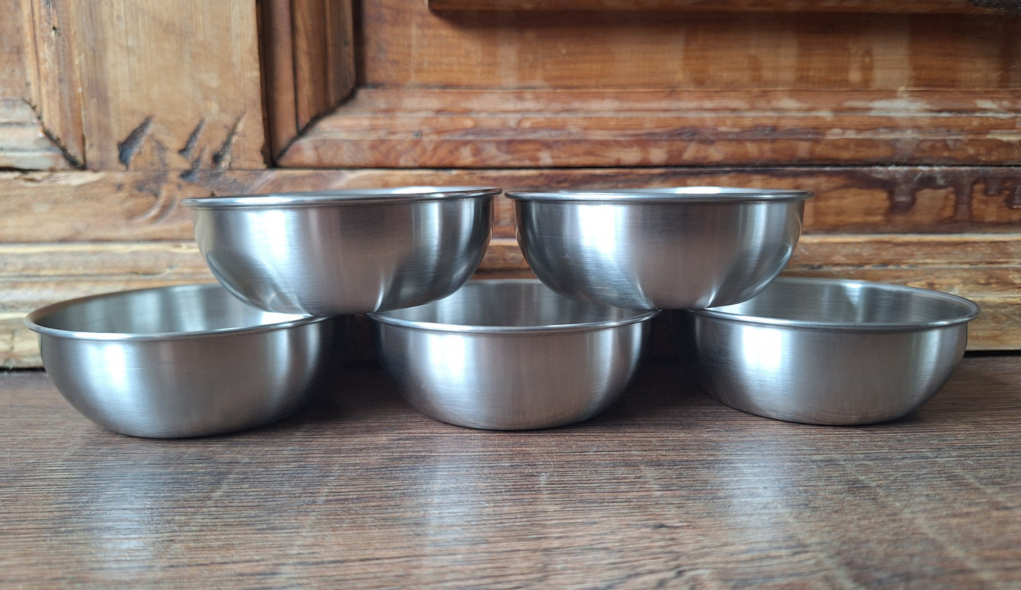 Stainless steel offering bowl, silver color