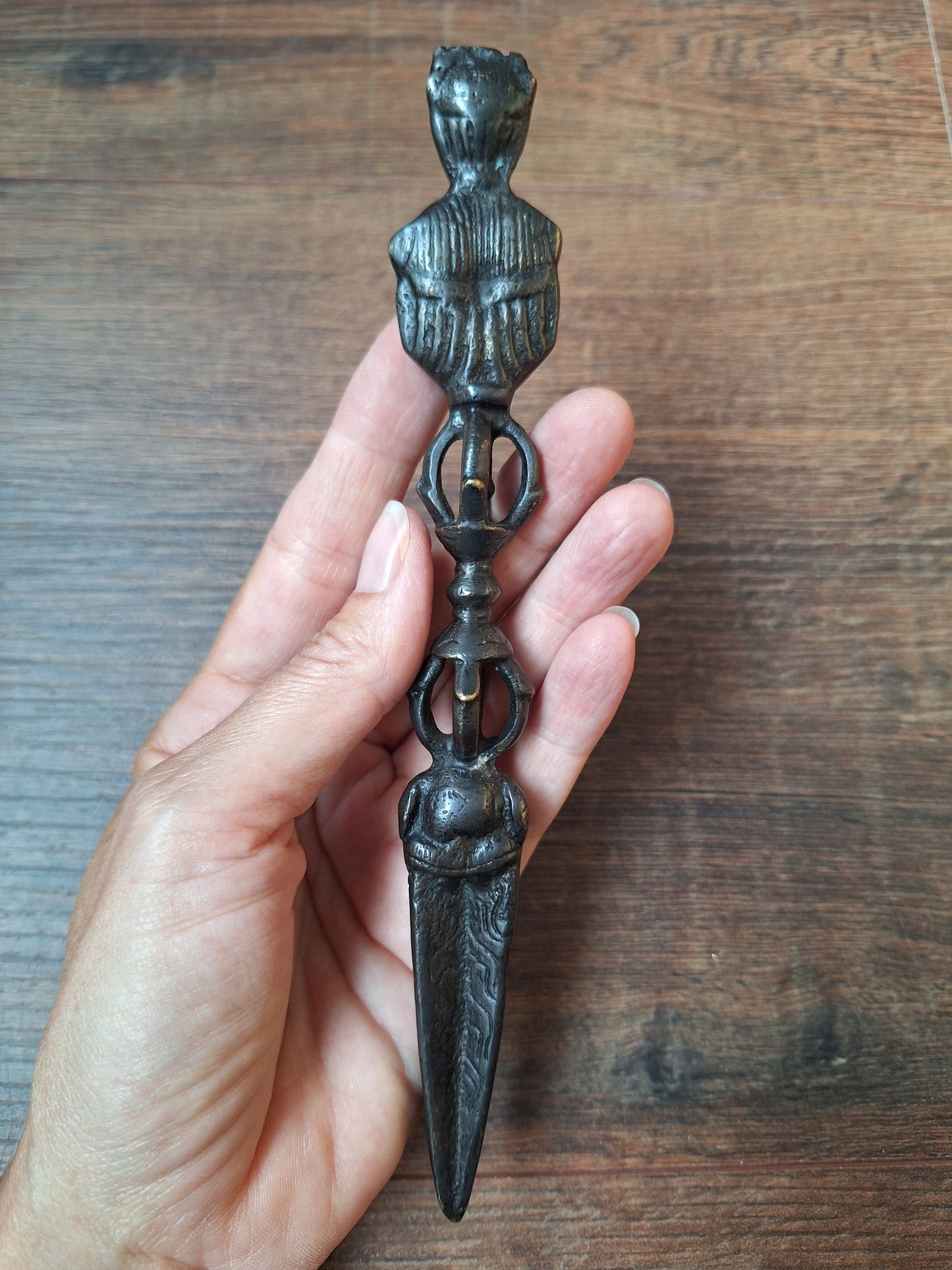 Vintage bronze phurba #11, with stand