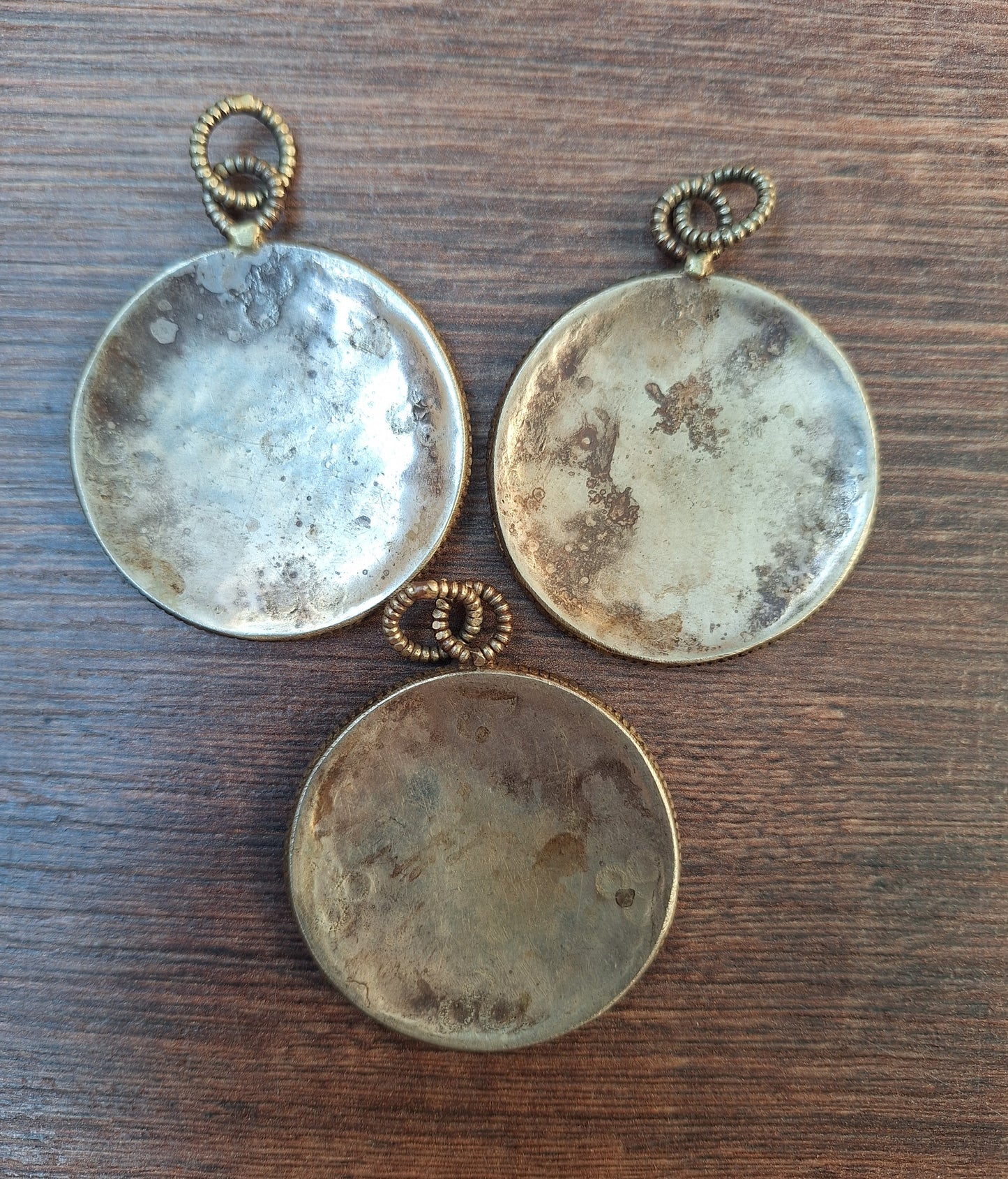 Vintage Tibetan alpaca metal mirror Dzogchen 47 millimeters