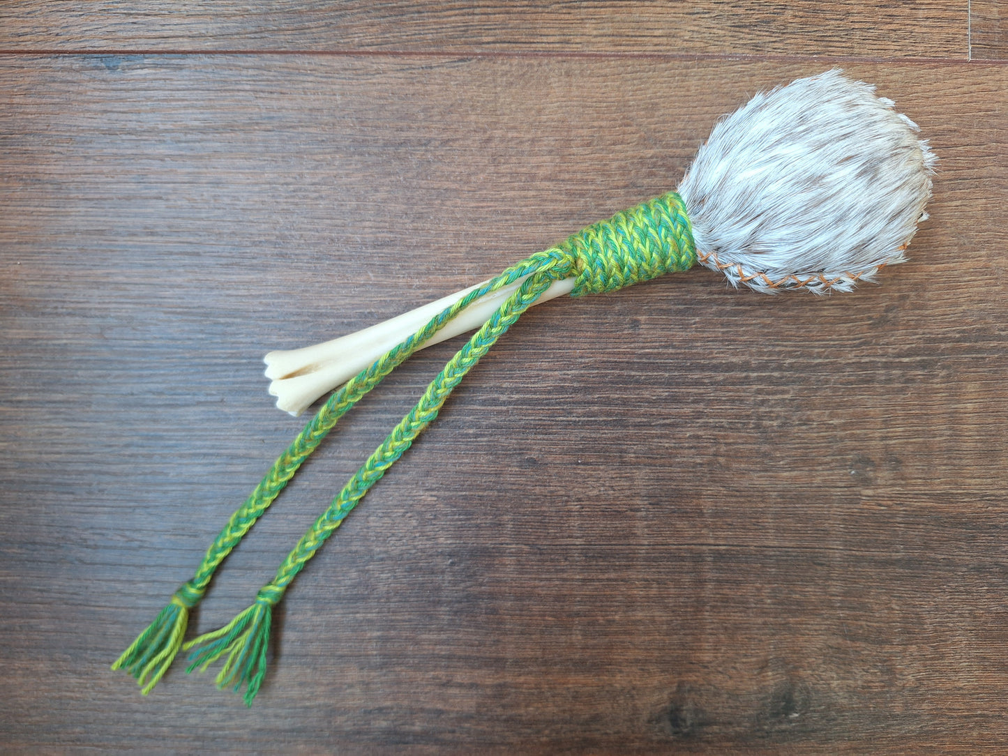 Horse hide and roe deer leg bone rattle