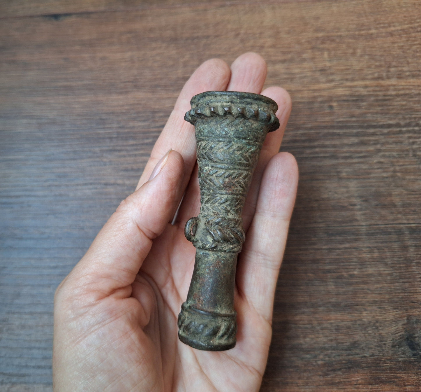 Antique bronze chillum pipe #1