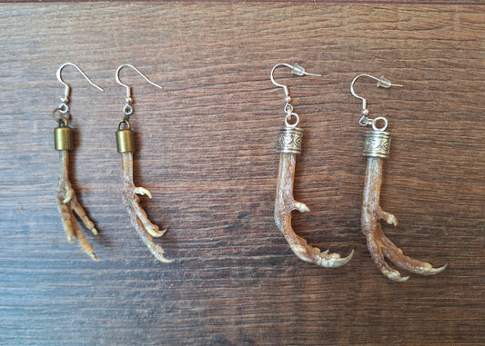 Partridge feet amulet earrings
