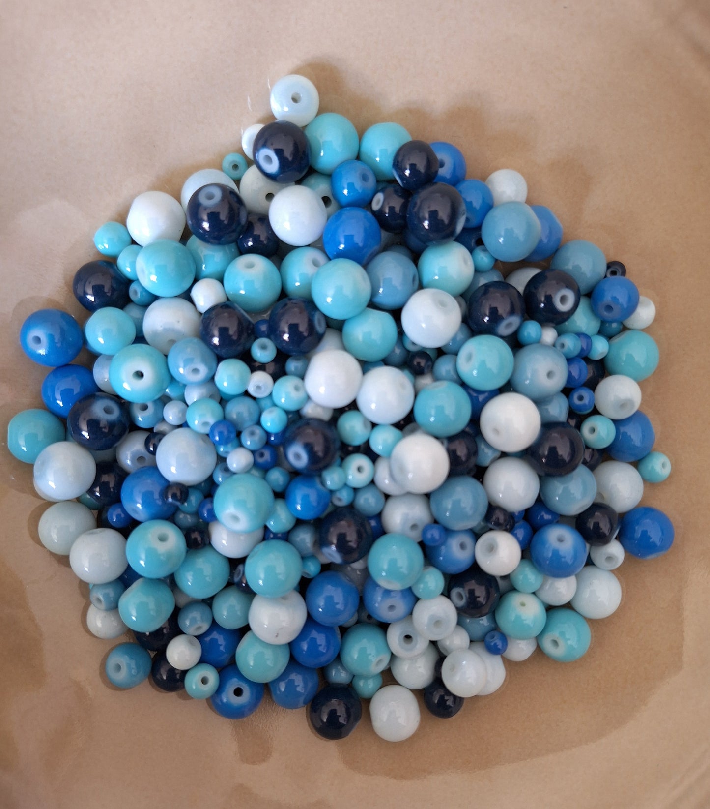 Blue glass beads mix