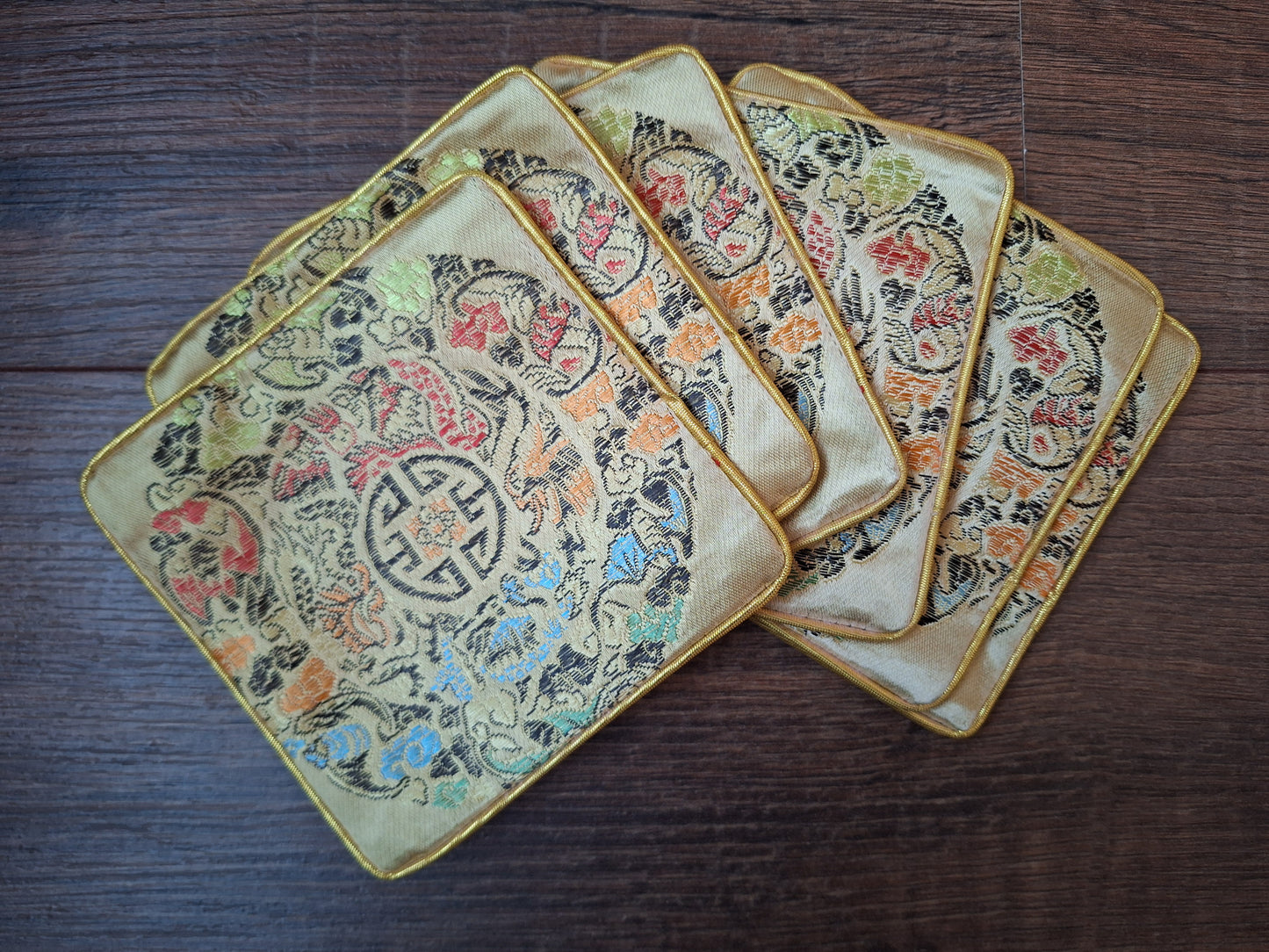 Chinese brocade coasters, set of 6