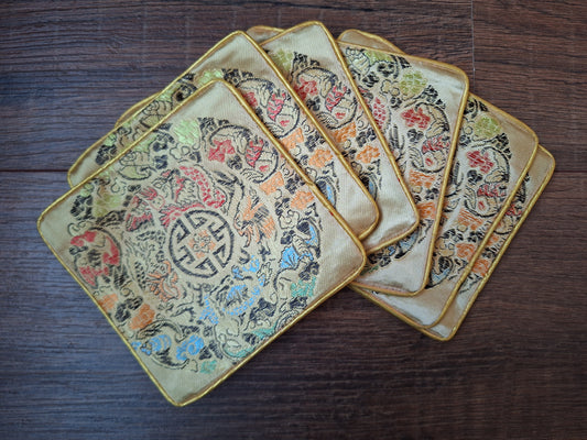 Chinese brocade coasters, set of 6