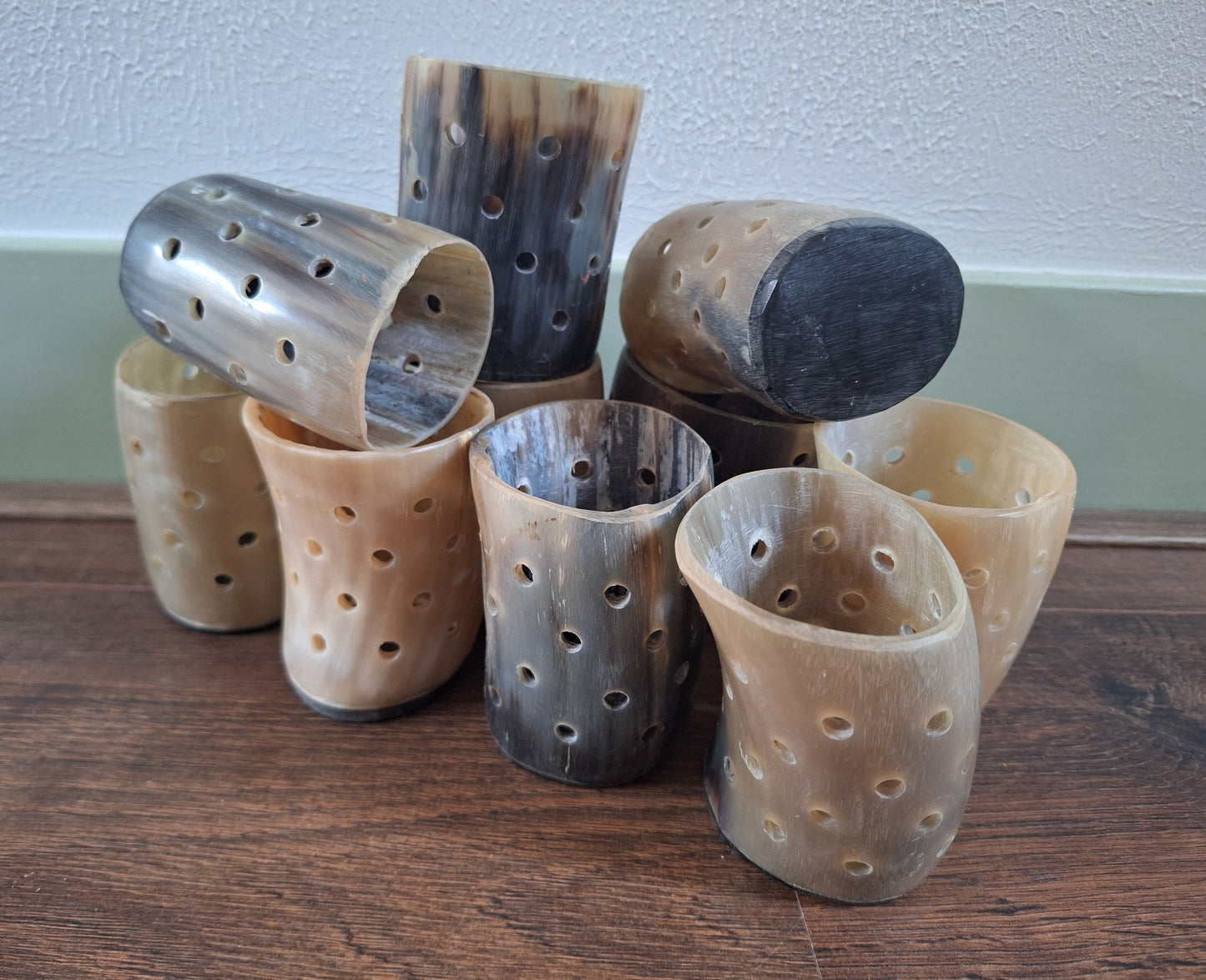 Cow horn candle holders