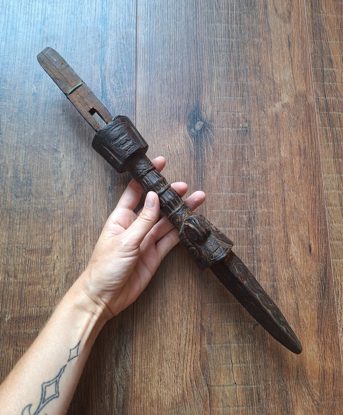 Vintage Nepalese dhyangro drum handle #2