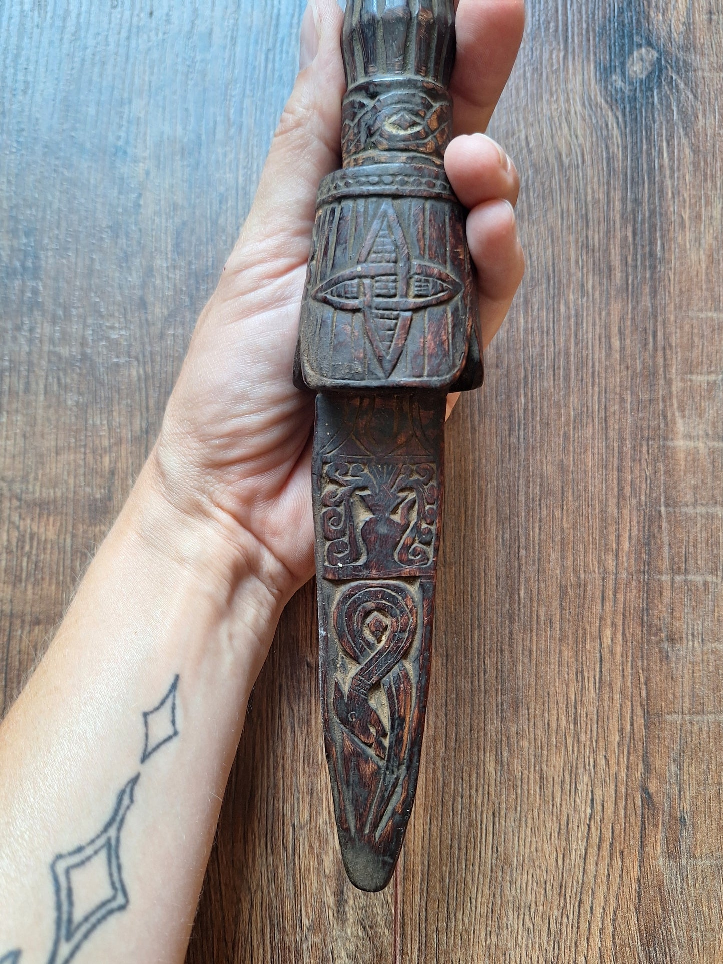 Vintage Nepalese dhyangro drum handle #2