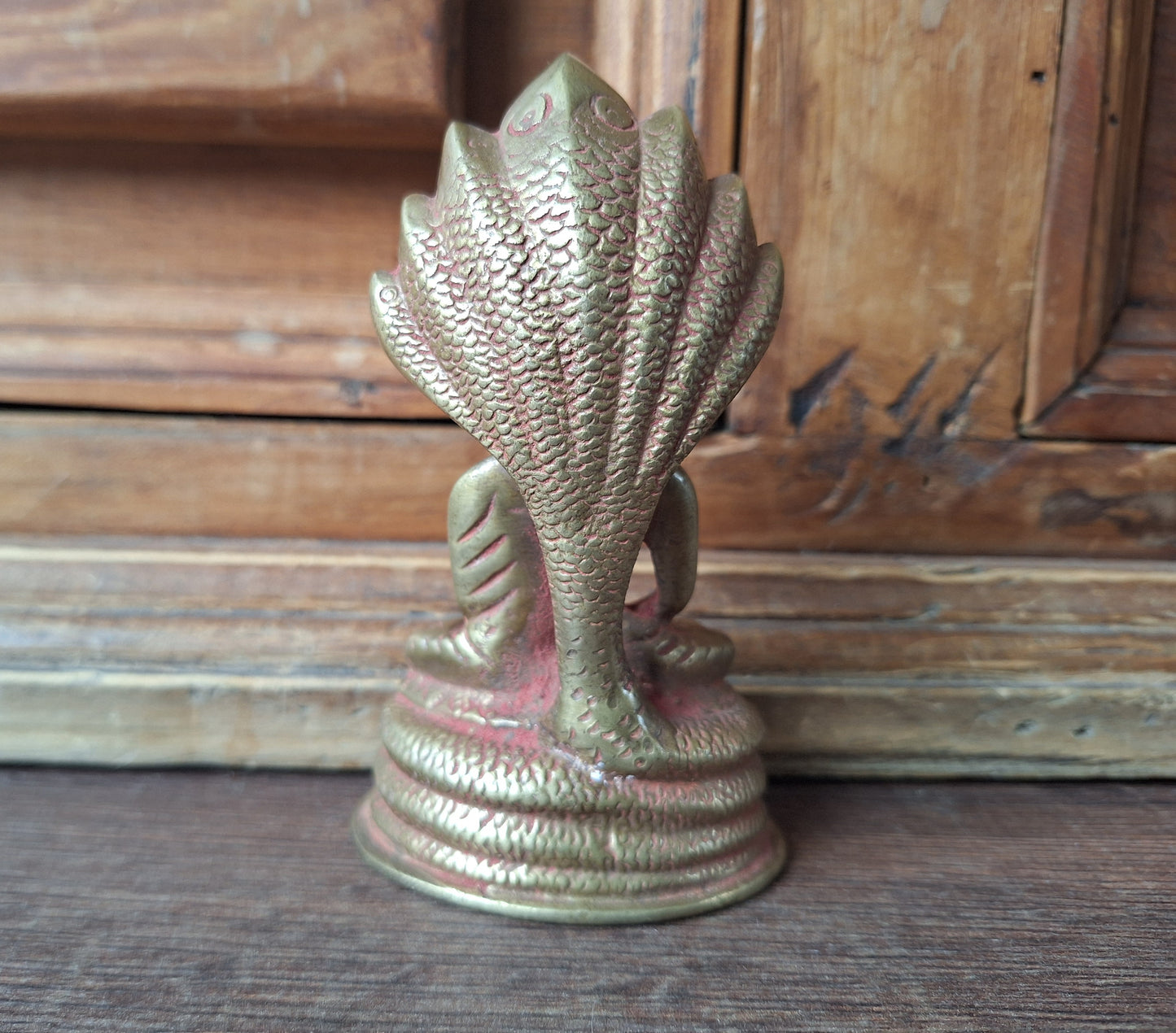 Vintage brass Shakyamuni Buddha with Mucalinda figurine