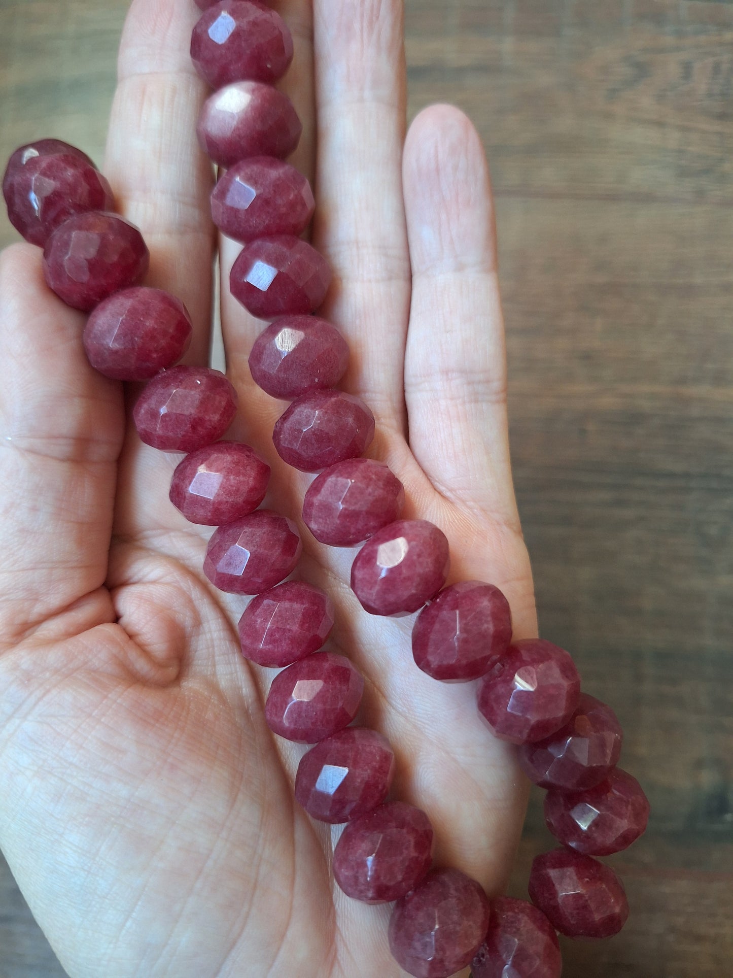 Faceted ruby bead strand