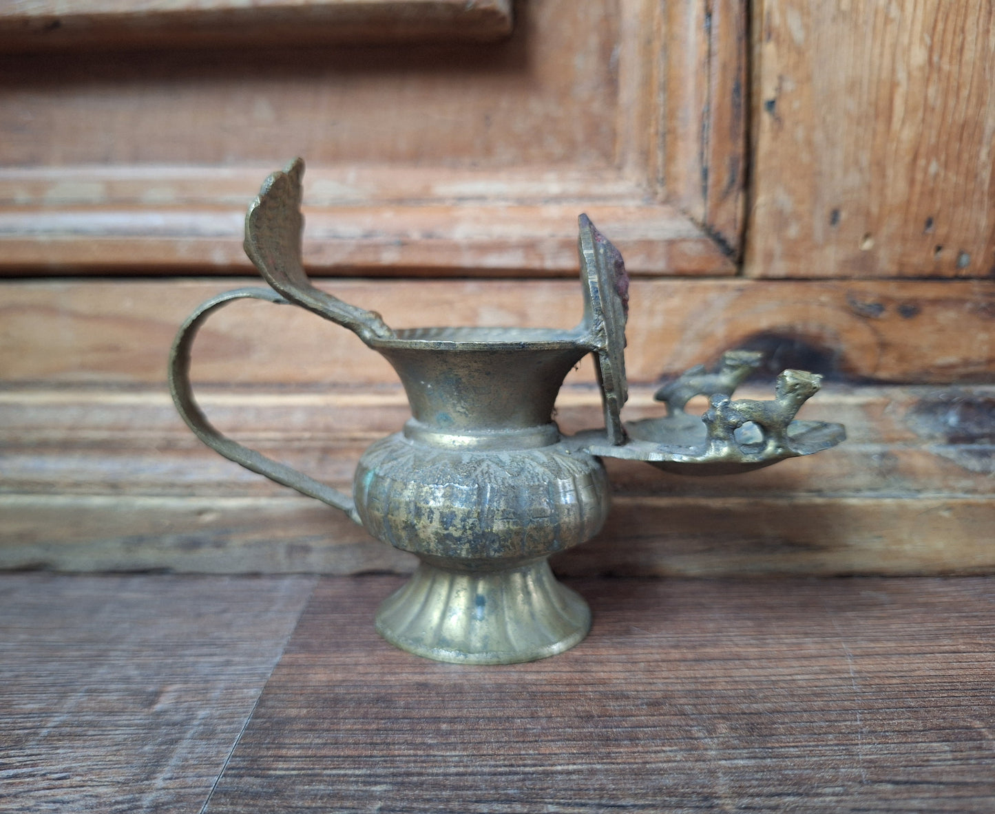 Vintage brass Nepalese sukunda oil lamp