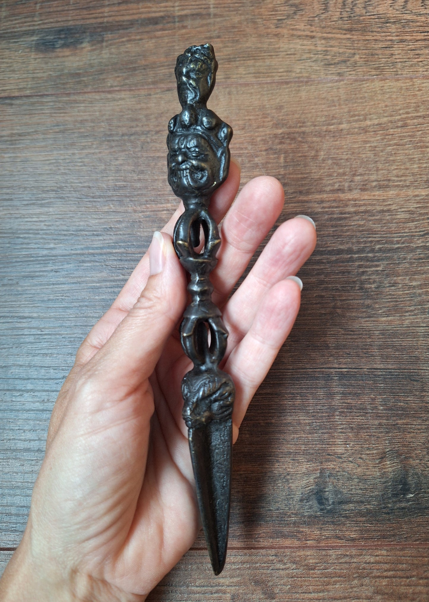Vintage bronze phurba #11, with stand