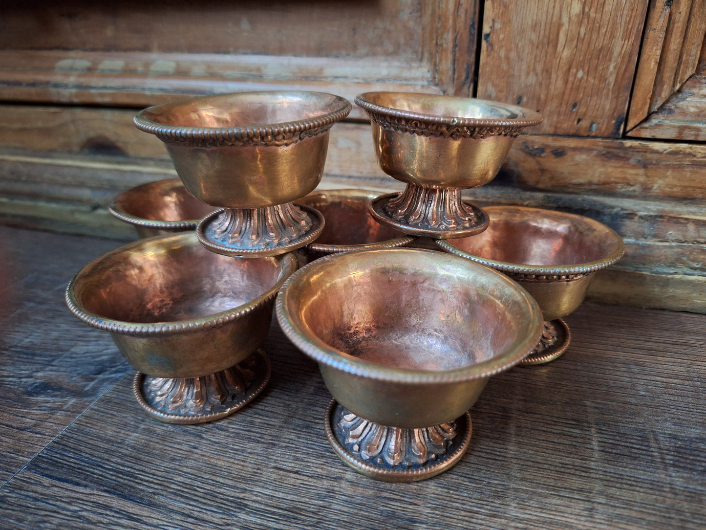 Vintage red copper offering bowl