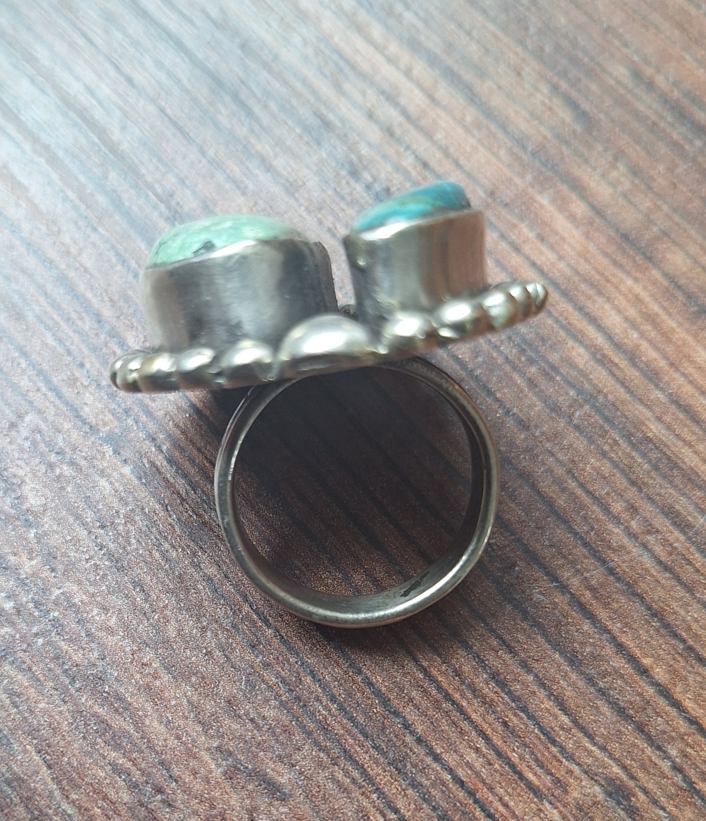 Vintage turquoise and Tibetan silver ring