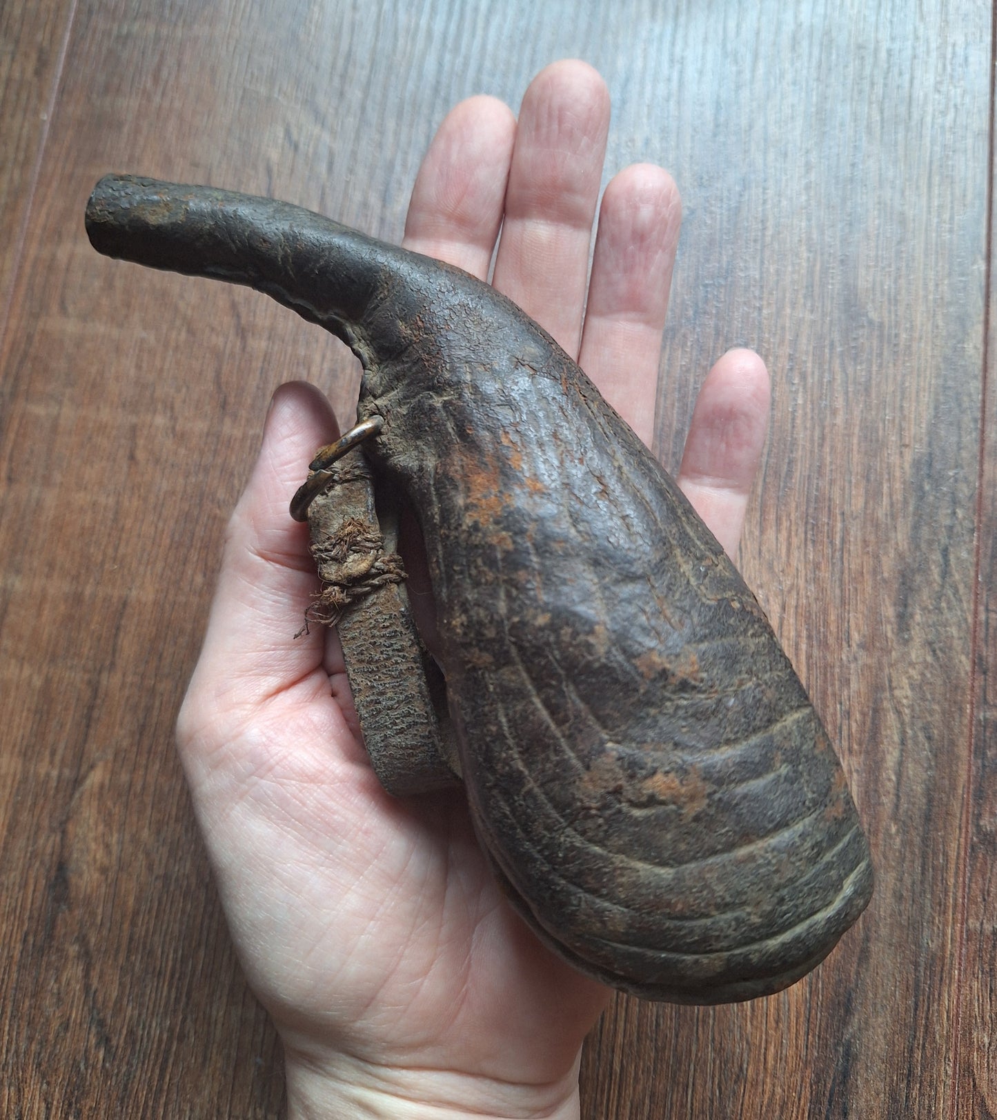 19th century Persian 'camel scrotum' powder flask