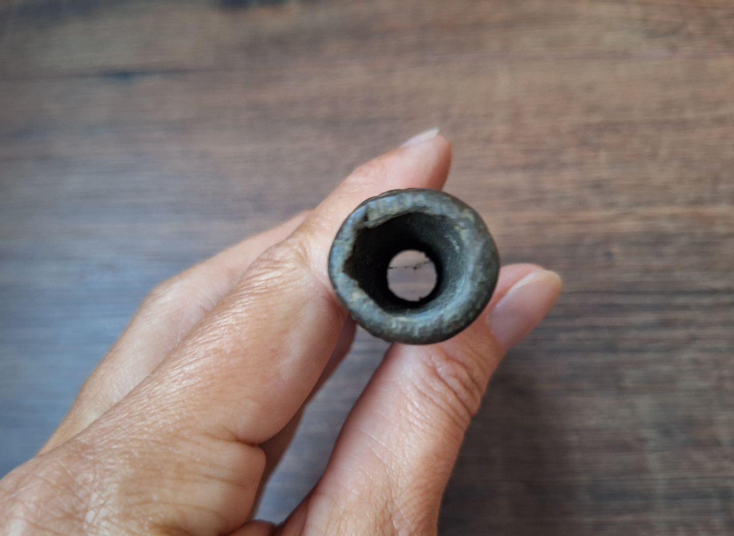 Antique bronze chillum pipe #1