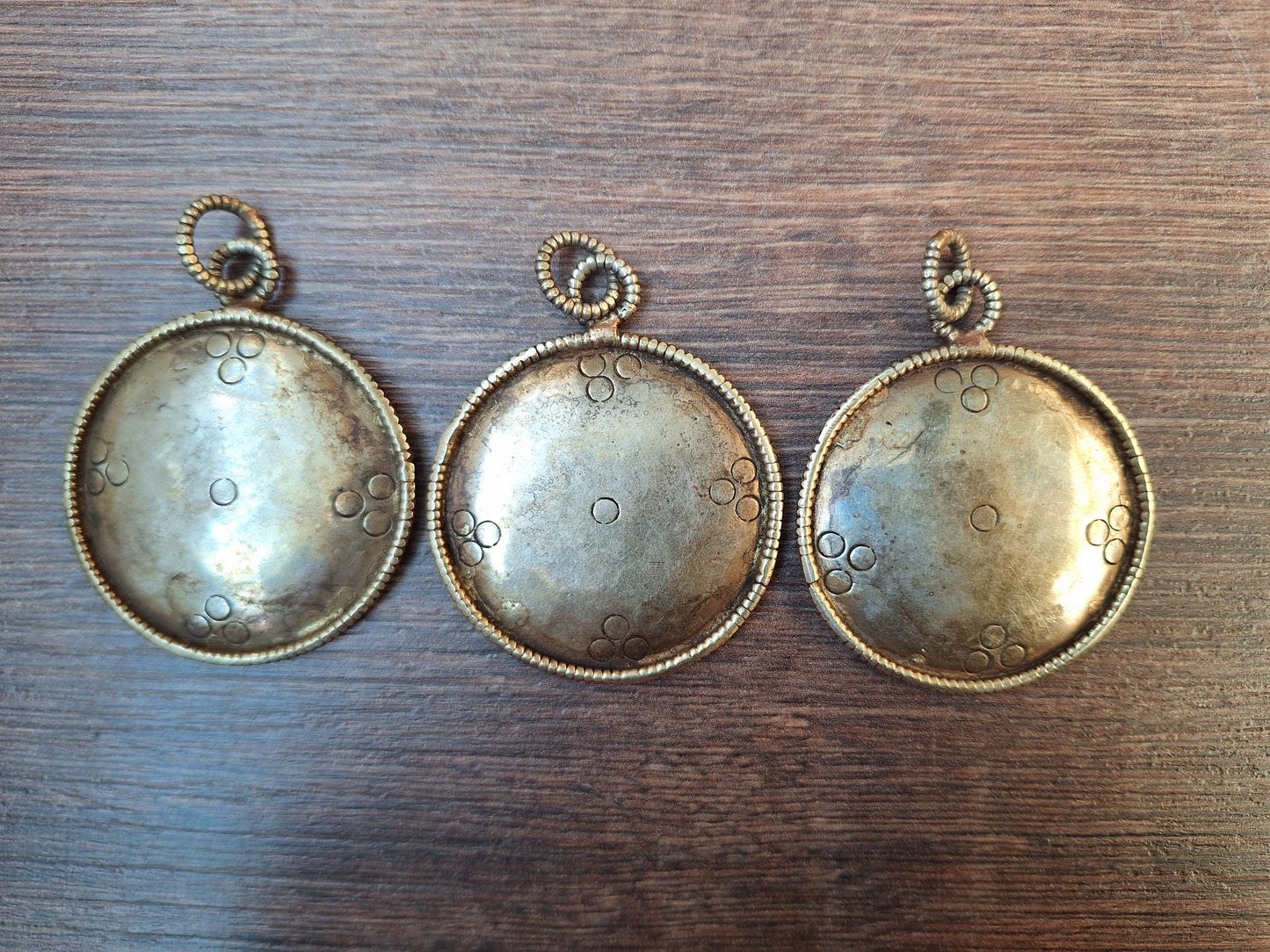 Vintage Tibetan alpaca metal mirror Dzogchen 47 millimeters